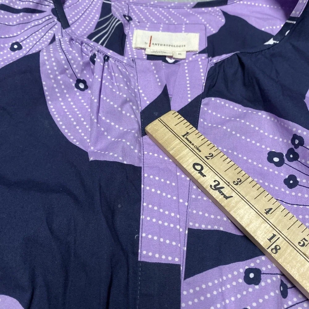 Anthropologie Navy and Lavender Floral Tiered Dress - Picture 8 of 8
